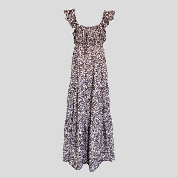 NWT English Factory Floral Ruffle Sleeve Maxi Dress in Ivory Multi - Picture 9 of 16